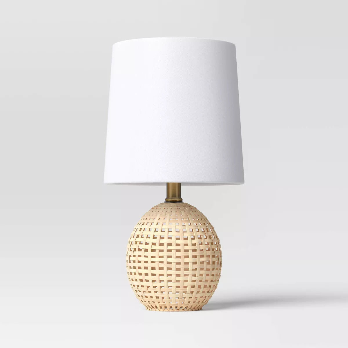 Round Rattan Accent Lamp Brown